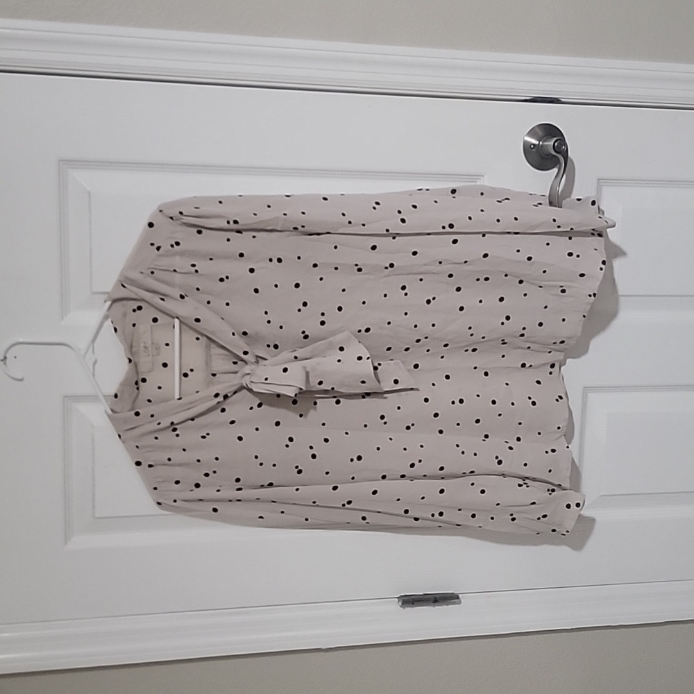 Loft Cream and Black Dot Chiffon Blouse